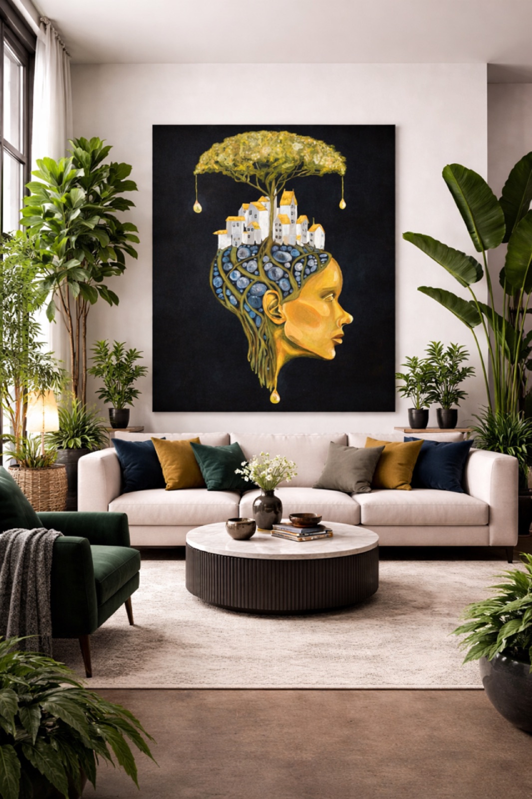The Dreamer above a sofa in a living room